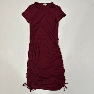 Calvin Klein Burgundy Ruched Side Dress Women’s Size 4 Short Sleeve Casual